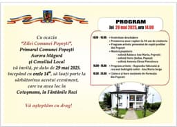 Distracție și cultură la Popești! Muzică și dans de Ziua Comunei Vâlcea pe 29 mai pentru toată familia!