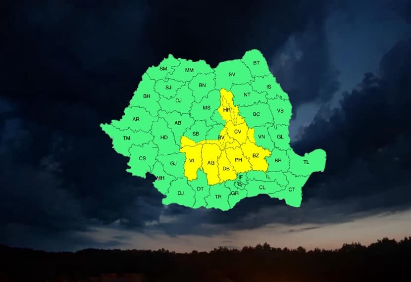  Vreme severă în Vâlcea cu ploi, fulgere și rafale de vânt puternic în această noapte