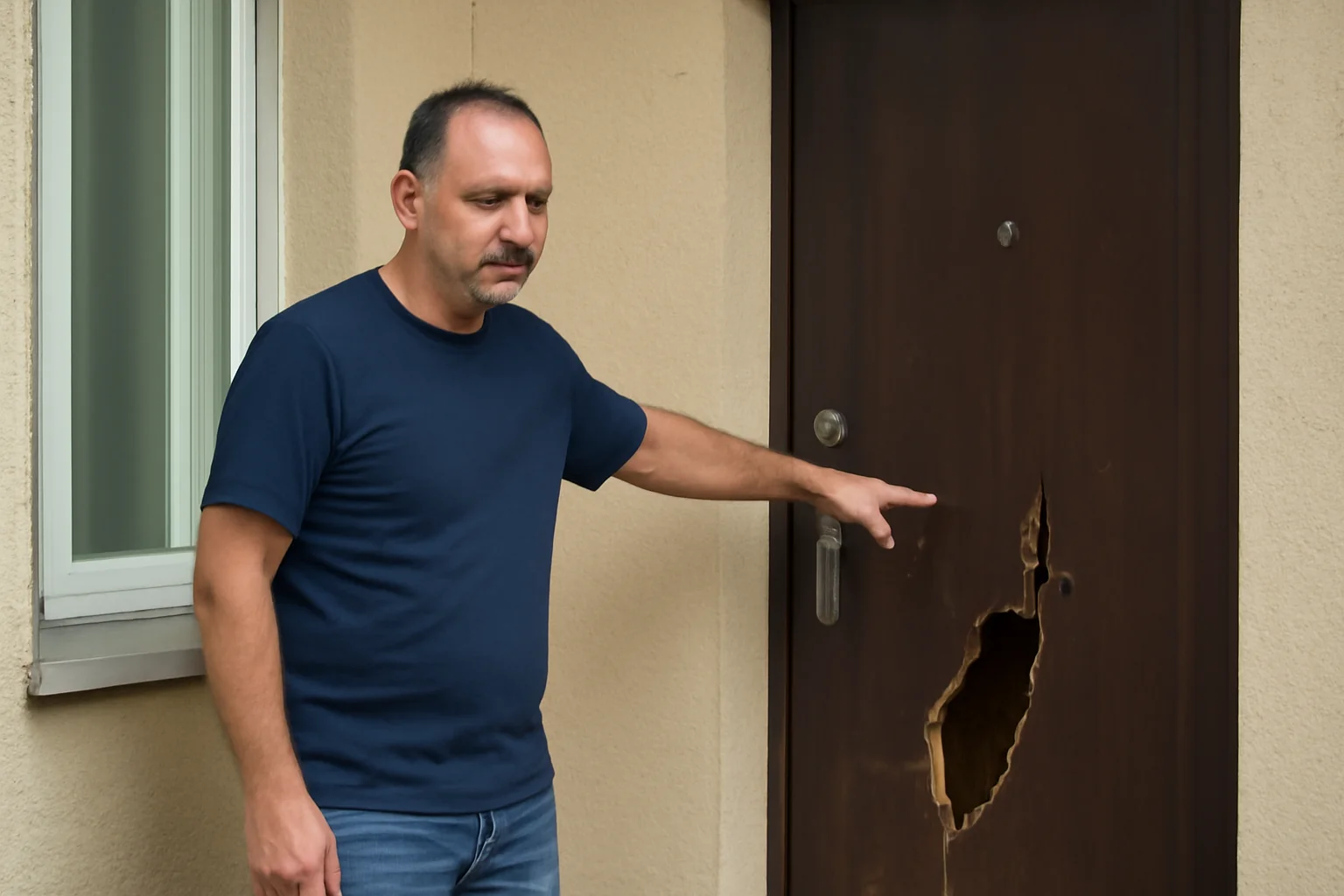 a confundat adresa și a spart ușa unui vecin