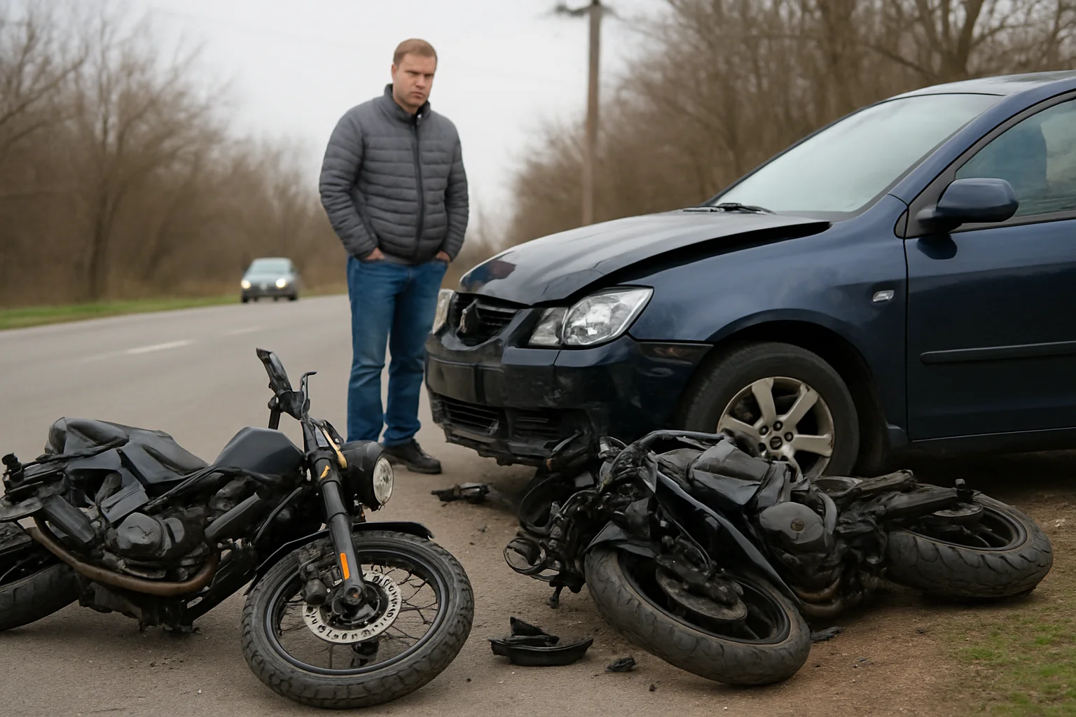 Accident cu două motociclete și o mașină în Brădișor