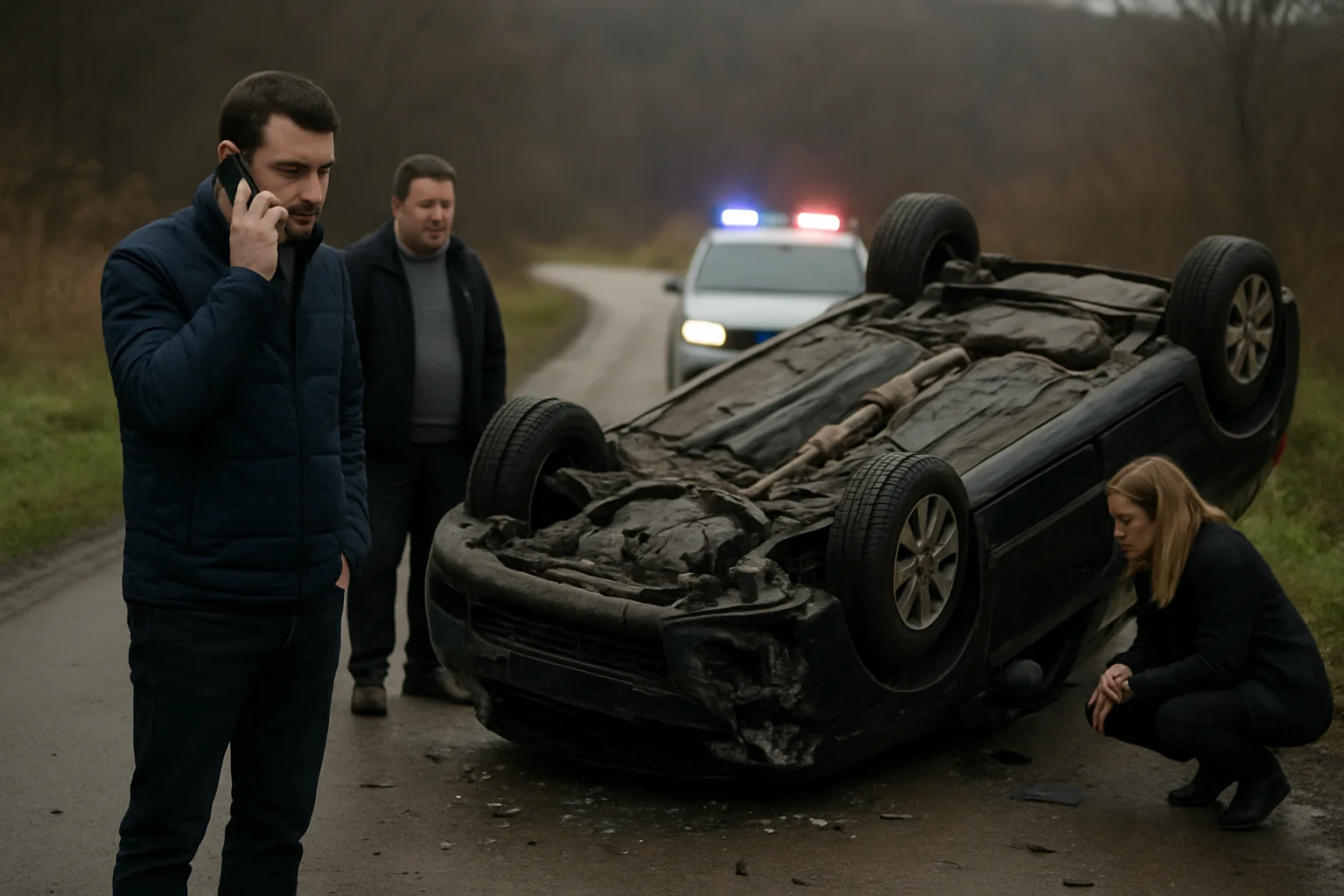 Accident grav în Vâlcea: mașină răsturnată, victime anunțate