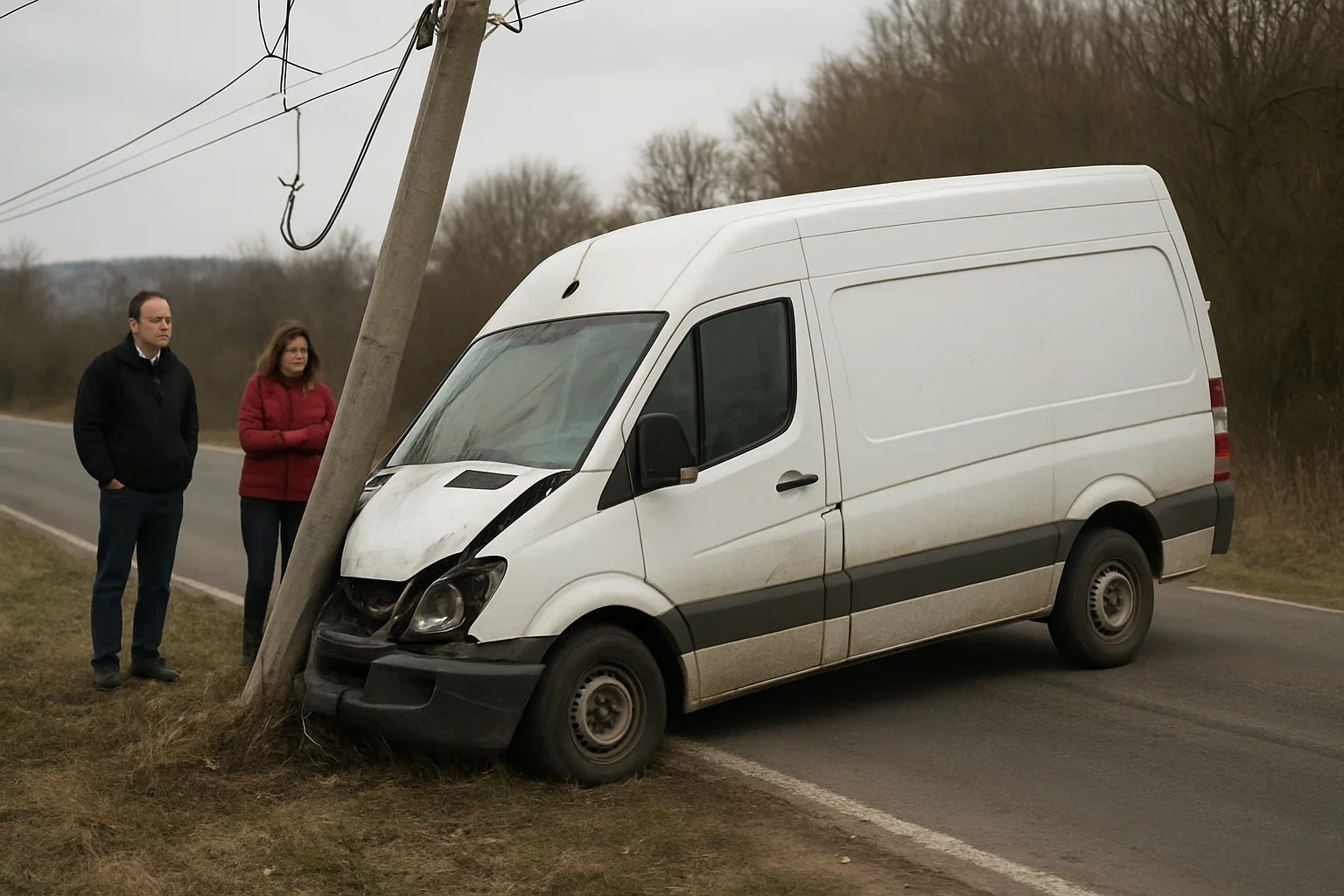 Accident grav la Olanu, dubă izbită de stâlp de electricitate