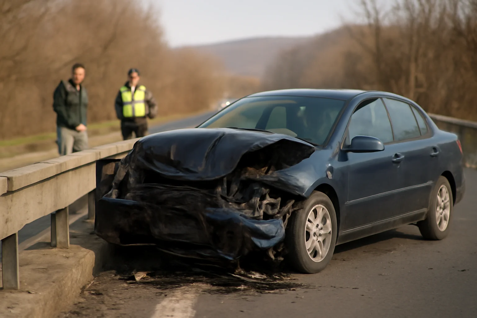 Accident grav pe DN 7 între Râmnicu Vâlcea și Pitești cu mașină în cap de pod