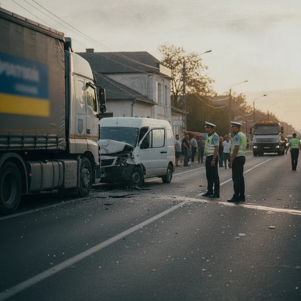 Accident pe DN 64, la Râureni: TIR din Ucraina și autoutilitară implicate