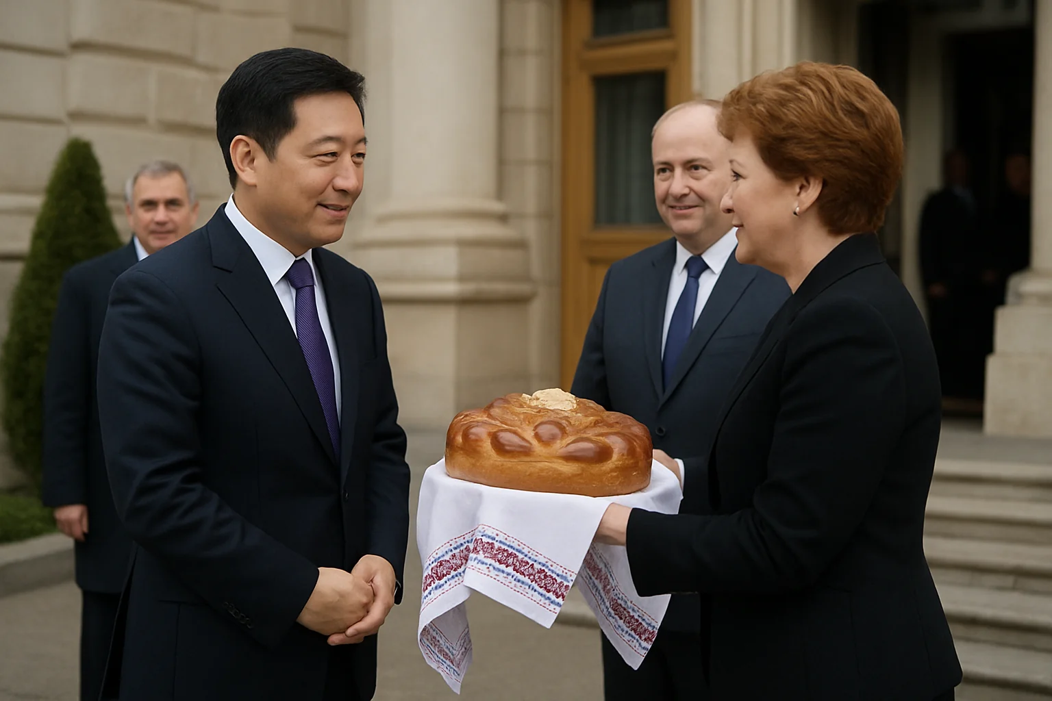Ambasadorul Chinei, întâmpinat cu pâine și sare la Râmnicu Vâlcea