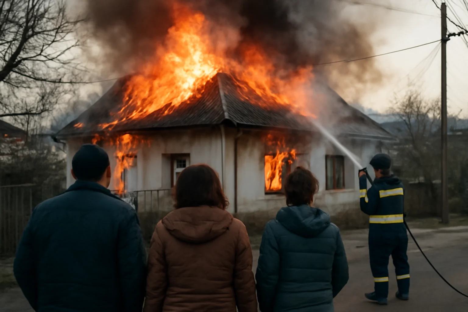 Casă mistuită de flăcări în județul Vâlcea, în prag de sărbători, incident raportat la Râmnicu Vâlcea