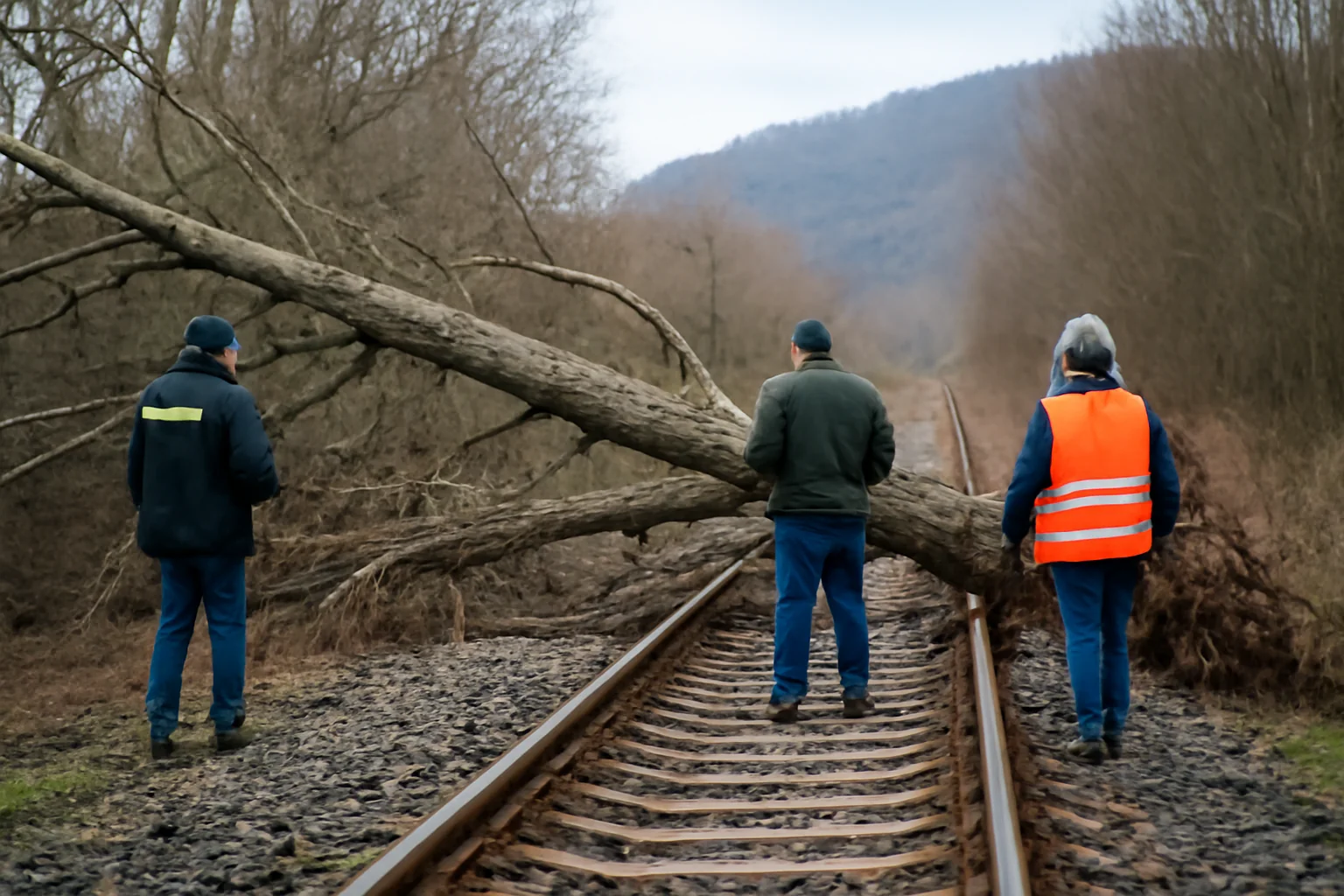 Circulație feroviară temporar afectată la Brezoi, după ce un copac a căzut pe calea ferată