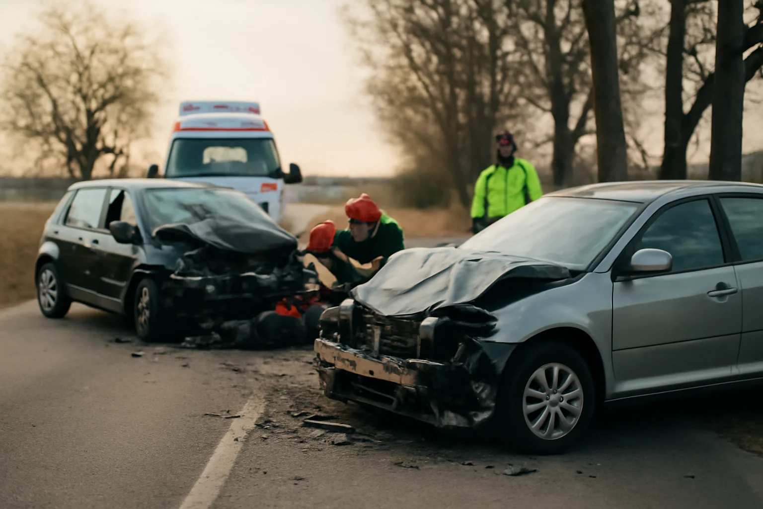 Doi șoferi răniți într-un accident pe DN 64, aproape de Râmnicu Vâlcea