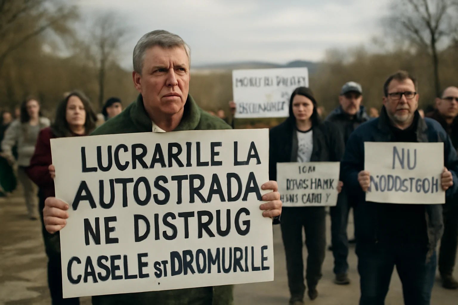 FOTO. Oamenii din Perișani acuză că șantierul autostrăzii le afectează locuințele și drumurile locale