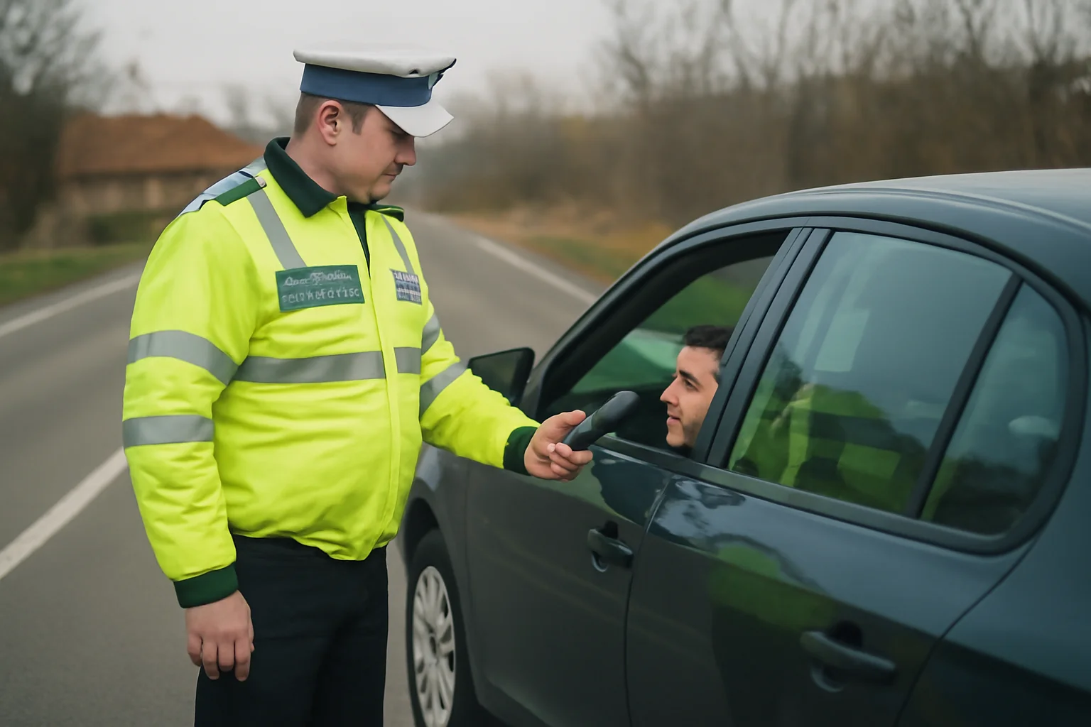 FOTO – Șofer prins beat și cu viteză excesivă în Băbeni, un pericol major în trafic