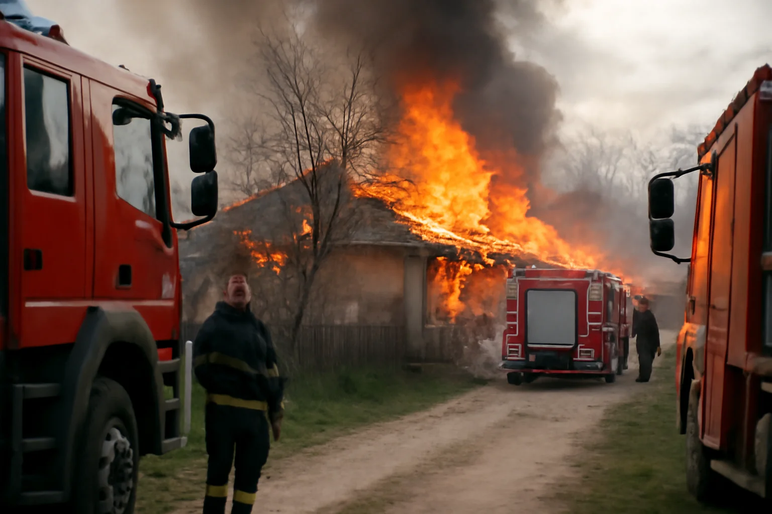 Incendiu devastator în Bărbătești, intervenție cu trei autospeciale