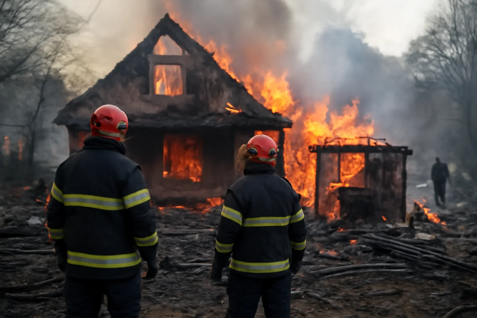 Incendiu devastator la Călimănești: o casă și o bucătărie distruse