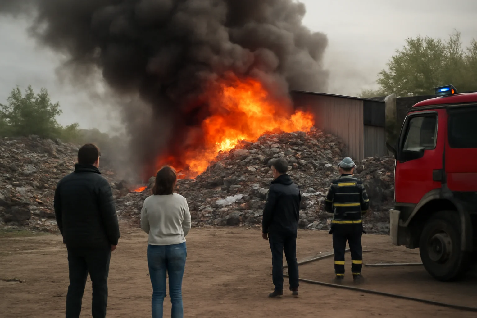 Incendiu la stația de sortare a deșeurilor din Râmnicu Vâlcea, cartierul Stolniceni
