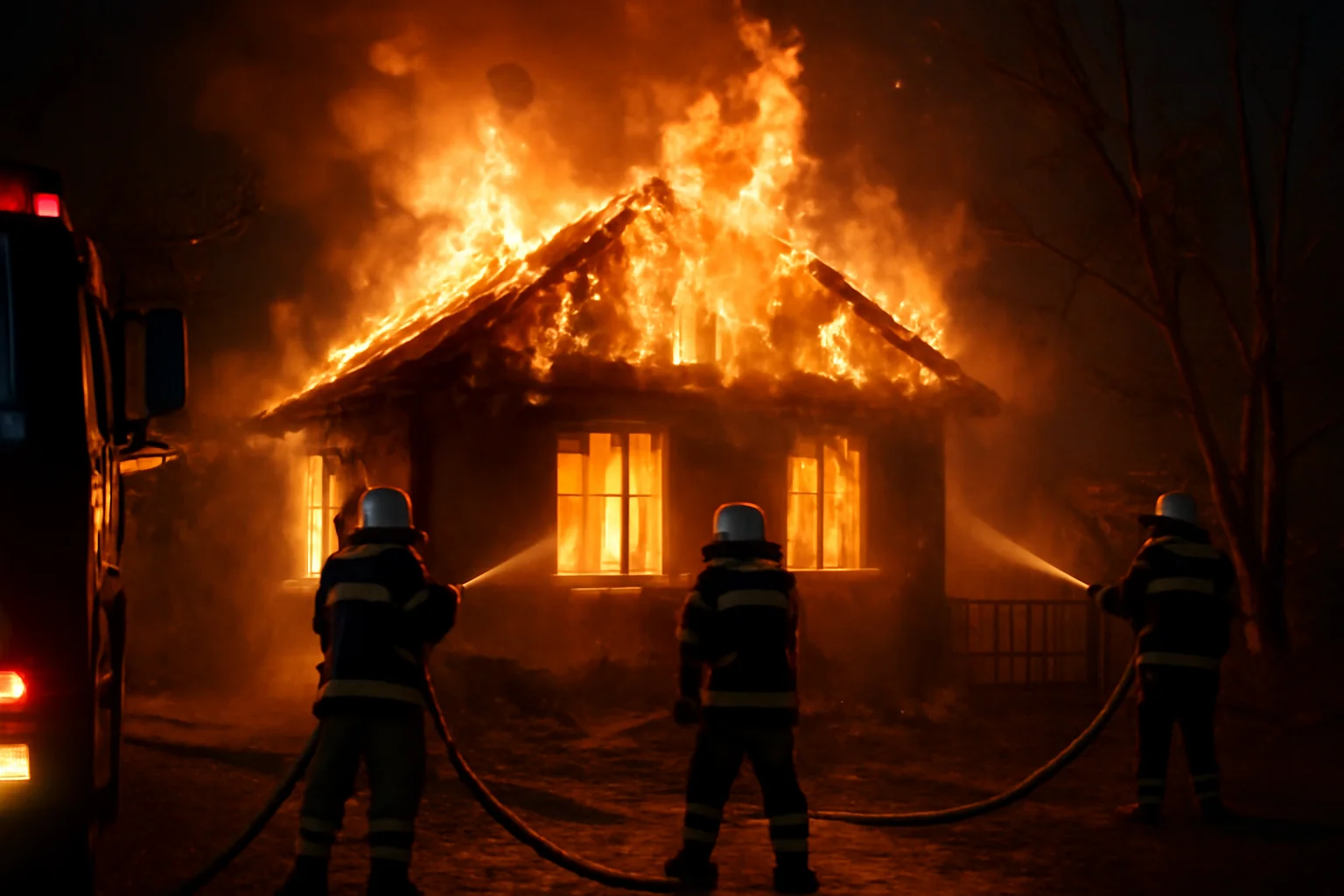 Incendiu puternic la o casă în noaptea de Sfântul Nicolae – Pompierii intervinează cu mai multe echipaje