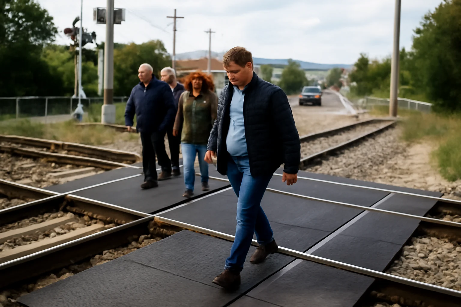 Noua trecere de cale ferată echipată cu dale elastice