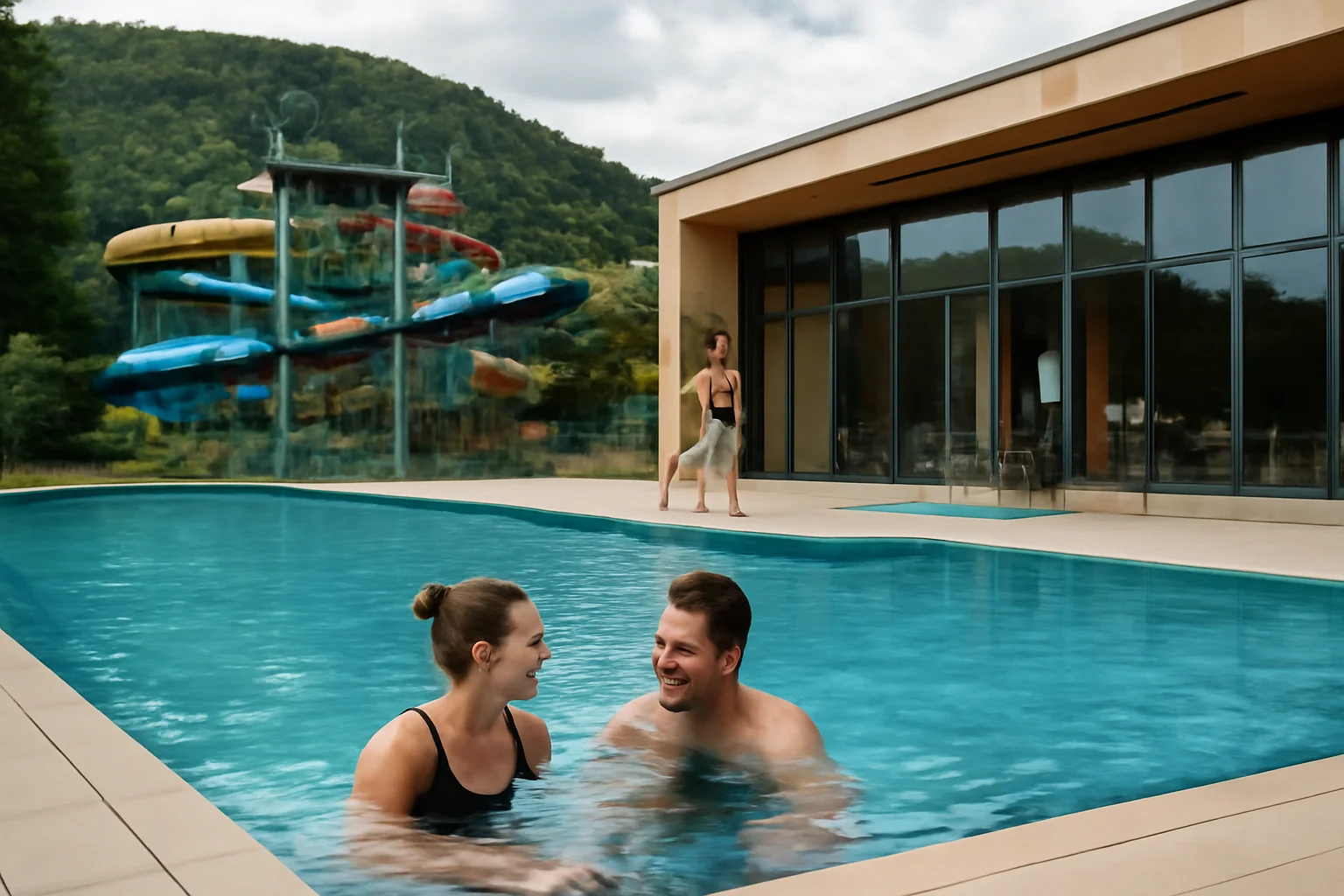 piscine infinity, tobogane acvatice, saune și apă geotermală extrasă de la 3.000 m adâncime