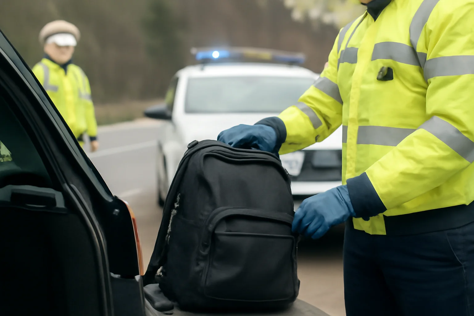 Polițiștii din Vâlcea descoperă surprize în rucsacul din mașină