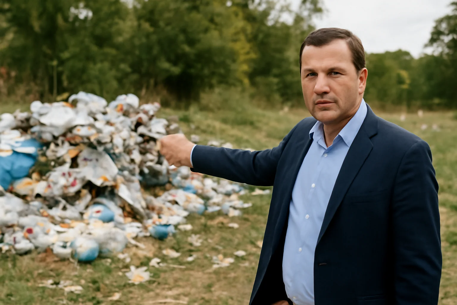 Primar din Drăgășani se filmează acuzând alți cetățeni pentru munți de gunoaie, dar descoperă că majoritatea deșeurilor sunt chiar pe domeniul public