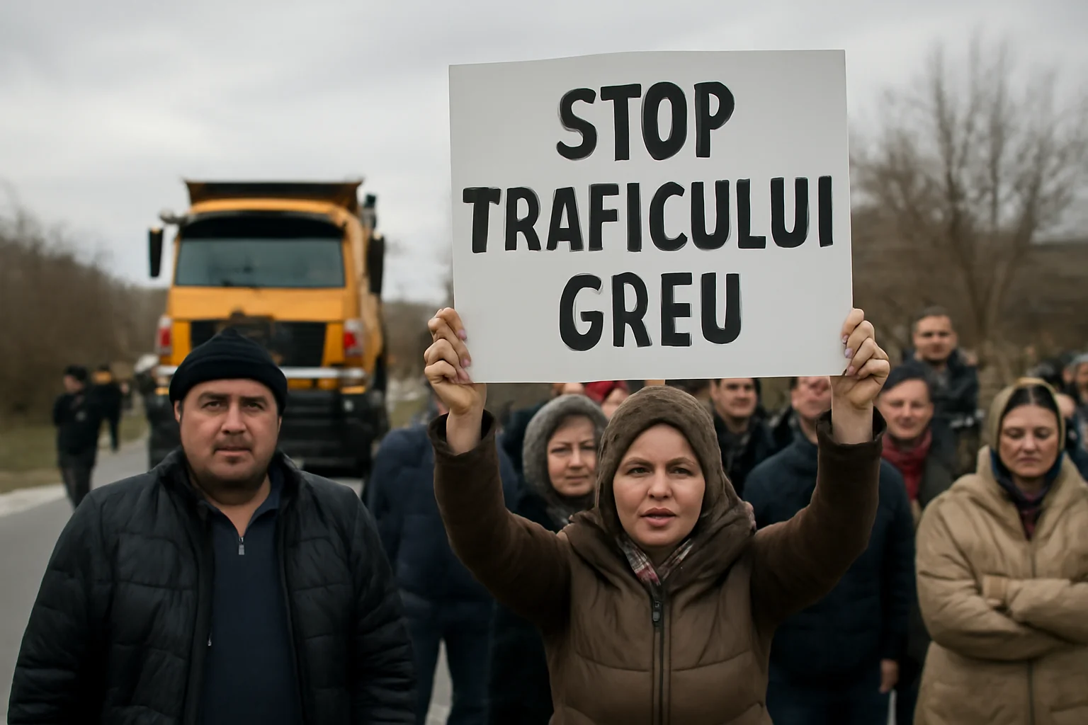 Protest în Râmnicu Vâlcea față de traficul greu deviat prin comuna Perișani