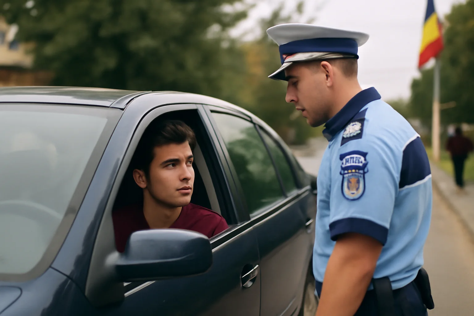 Tânăr fără permis prins la volan de Ziua Națională, nu a ajuns prea departe