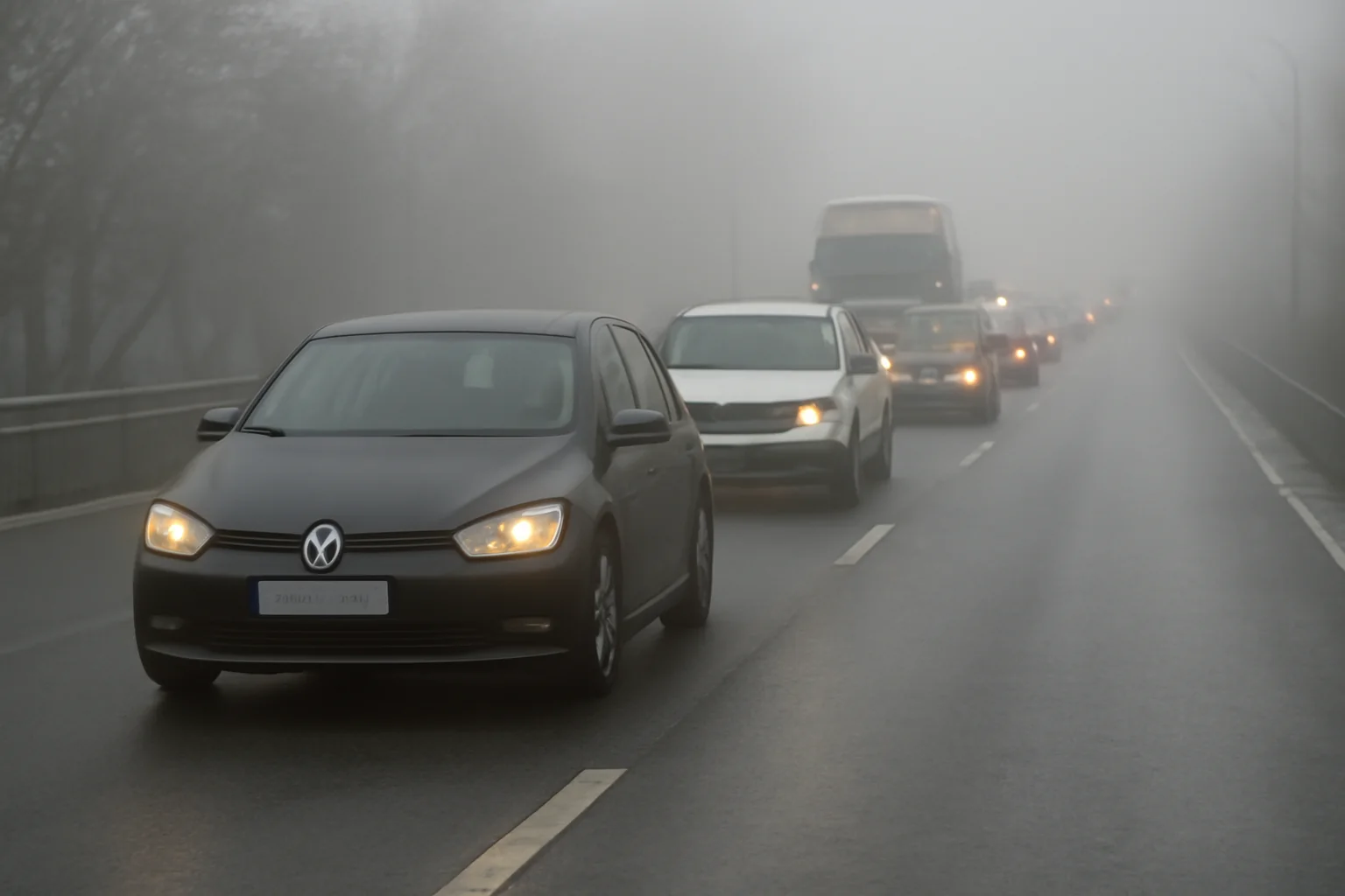 Trafic alternativ pe DN7 la Râmnicu Vâlcea din cauza ceții și carosabilului umed
