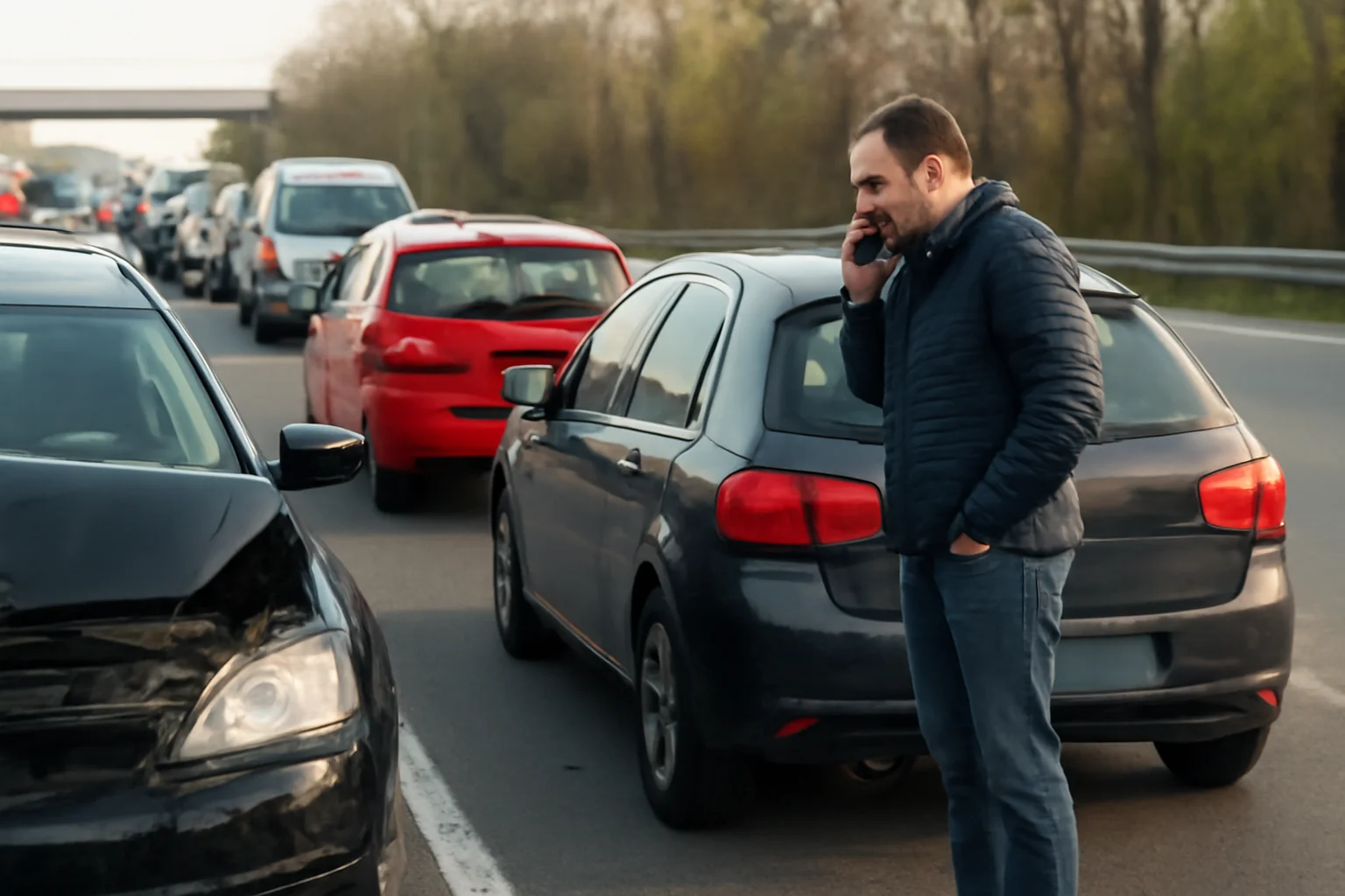 Trafic blocat pe centura municipiului Râmnicu Vâlcea după un accident cu trei autoturisme