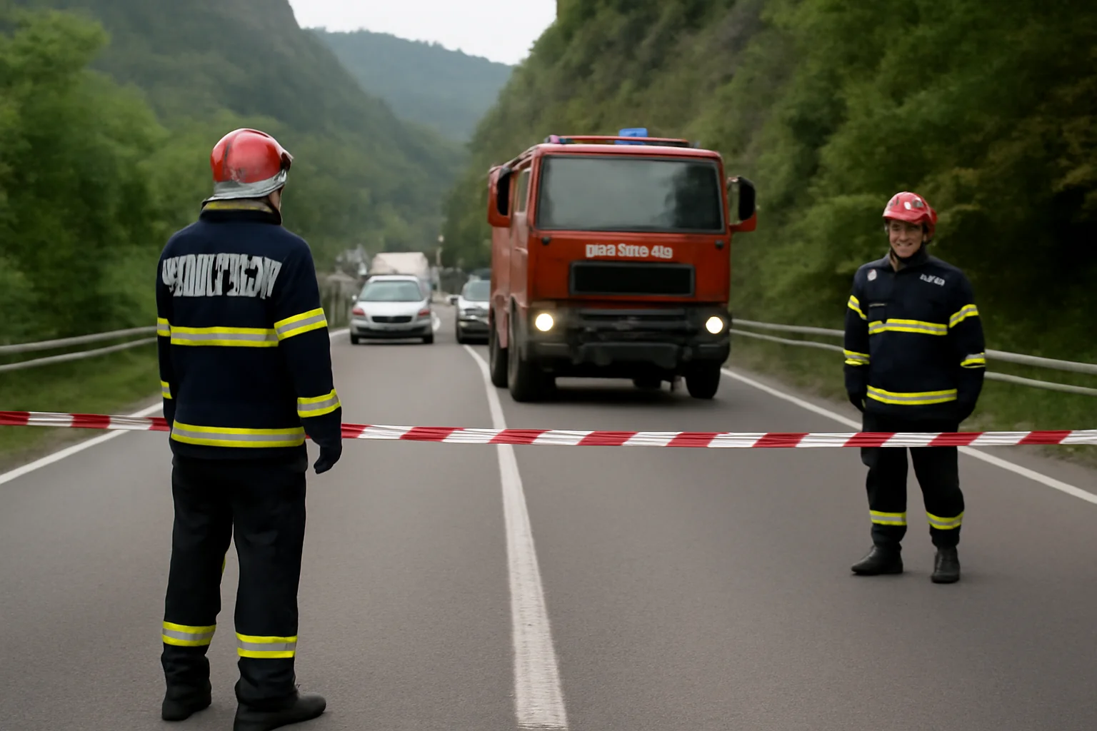 Trafic complet blocat pe DN 7 – Valea Oltului! Pompierii instituie perimetru de siguranță