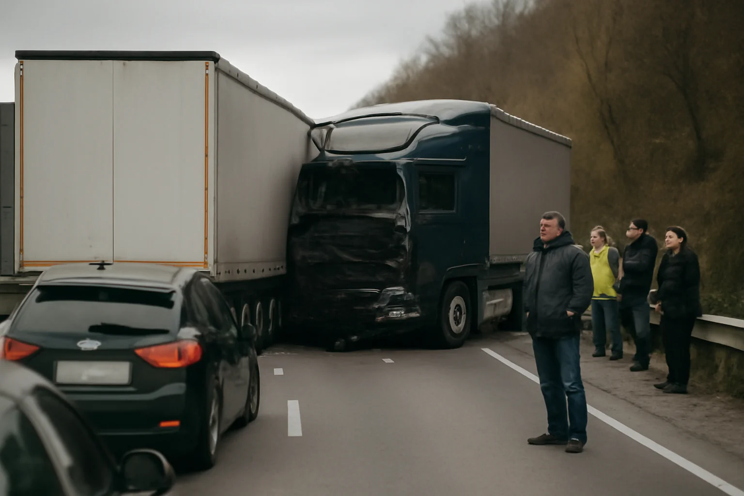 Trafic oprit pe centura Călimănești din Râmnicu Vâlcea după coliziunea a două TIR-uri