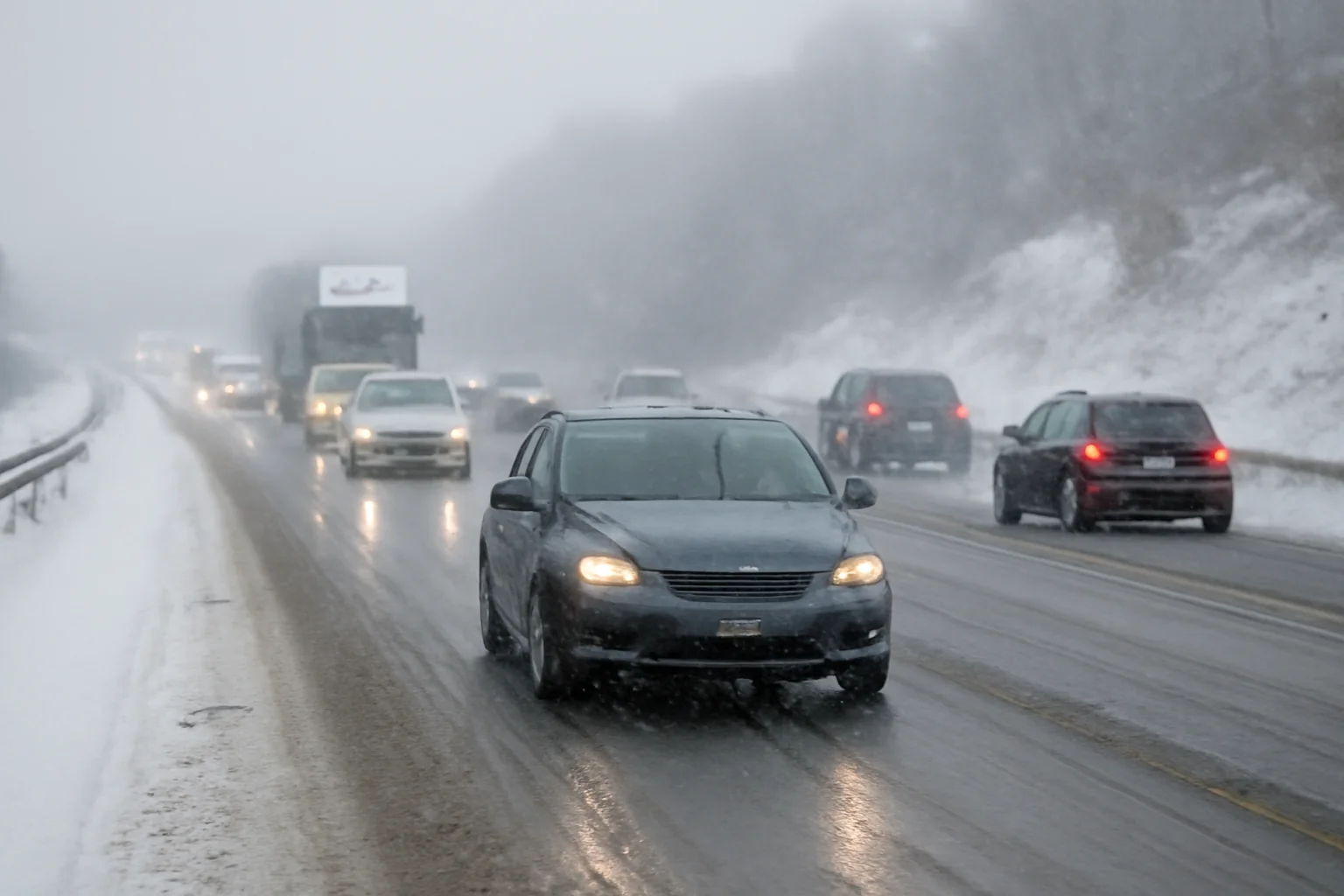 Trafic rutier în condiții de iarnă pe A1, tronsonul Râmnicu Vâlcea – Deva