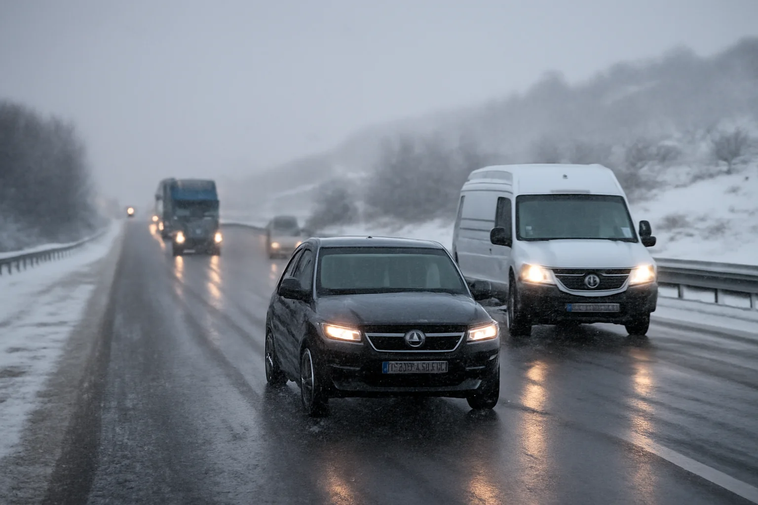 Trafic rutier în condiții de iarnă pe autostrada A1, tronsonul Râmnicu Vâlcea – Deva
