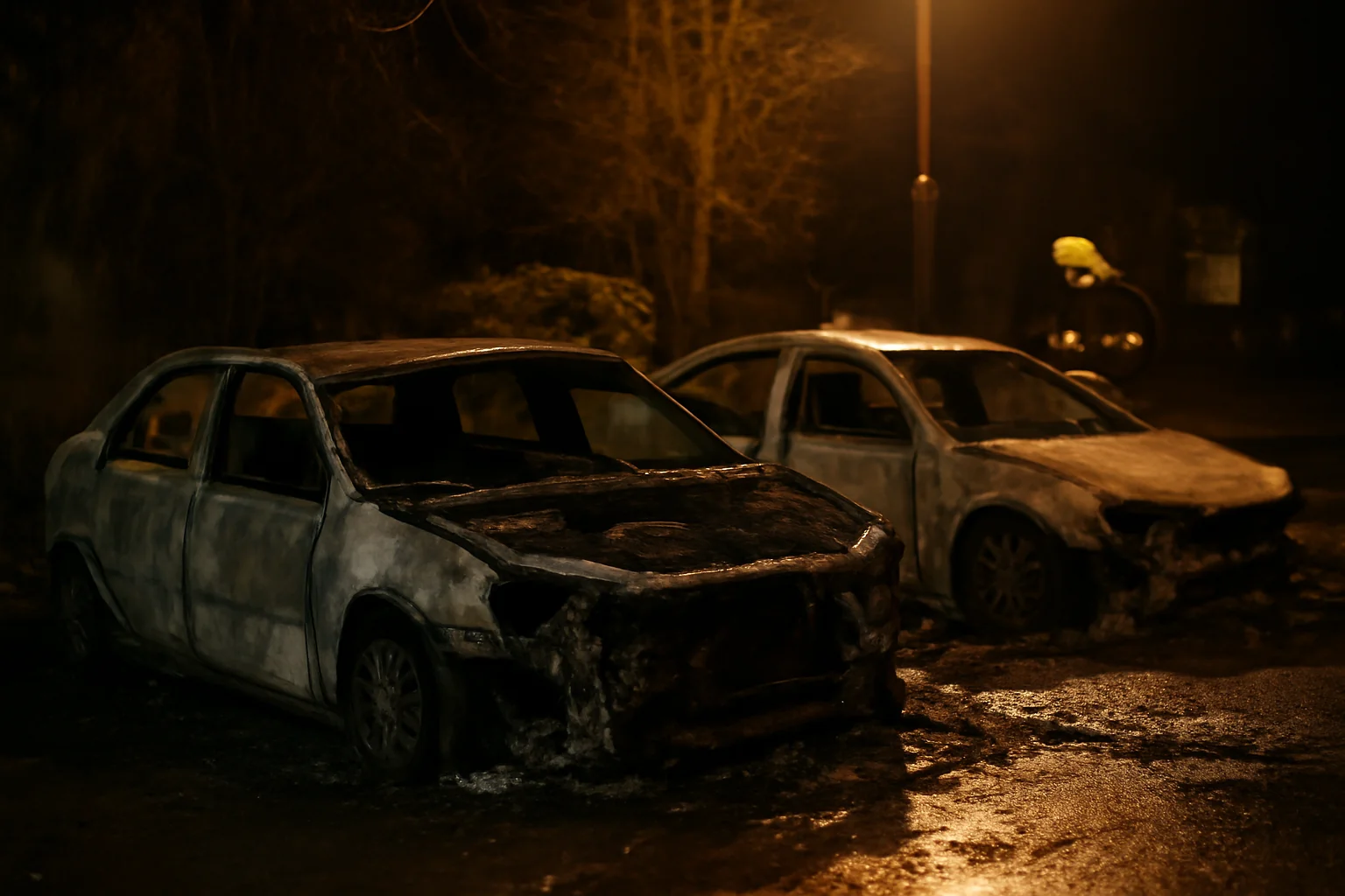 trei mașini distruse de flăcări în cursul nopții
